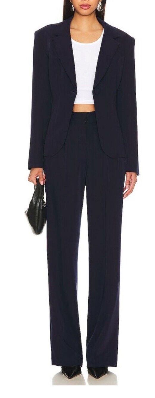 Anthropologie Favorite Daughter Pants Wide Leg Navy Tailored Preppy Sz 16 NWT